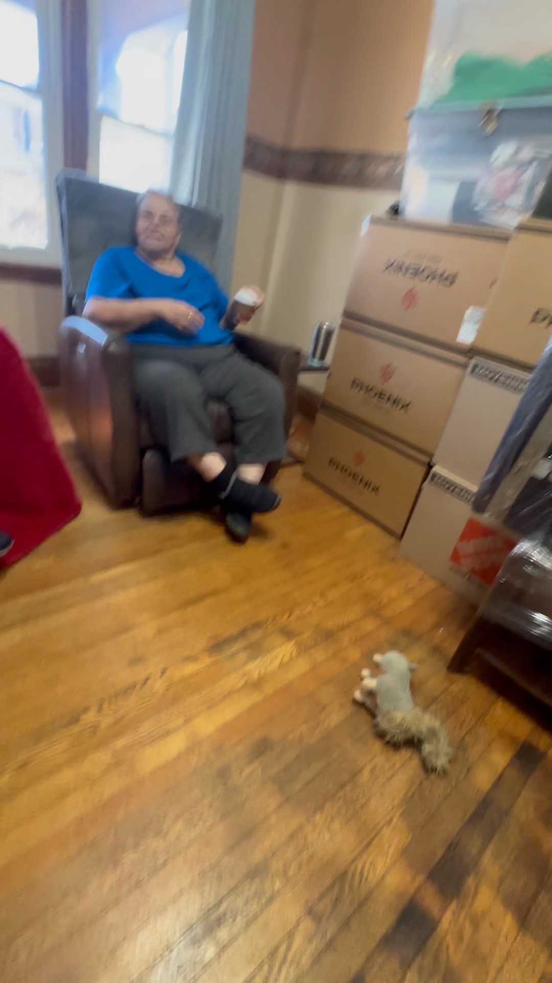 Happy homeowner on moving day after selling to Michael the Home Buyer